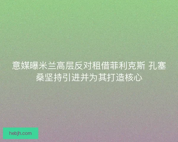 意媒曝米兰高层反对租借菲利克斯 孔塞桑坚持引进并为其打造核心