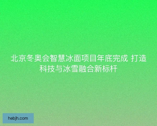 北京冬奥会智慧冰面项目年底完成 打造科技与冰雪融合新标杆