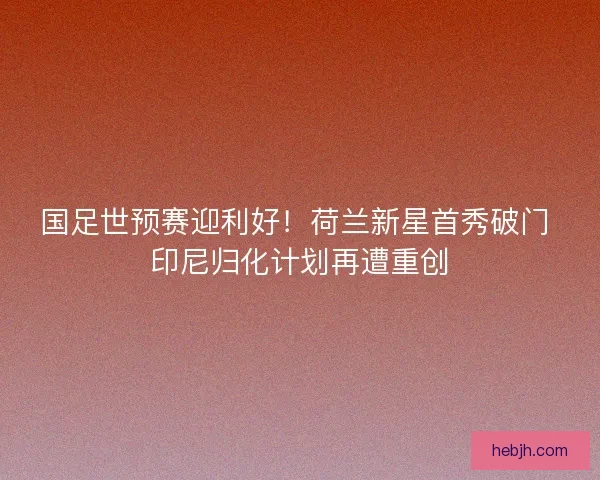 国足世预赛迎利好！荷兰新星首秀破门 印尼归化计划再遭重创
