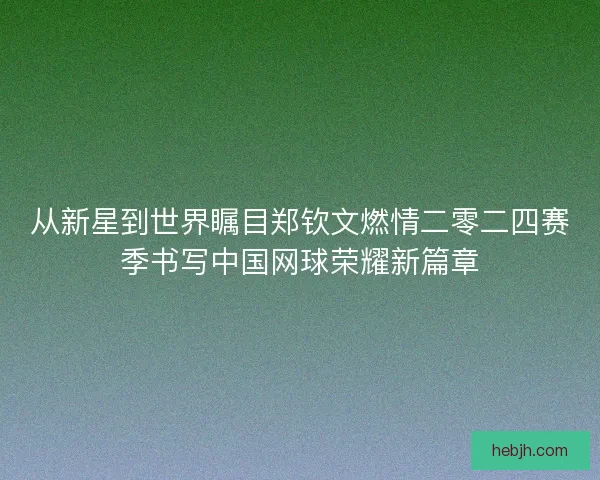 从新星到世界瞩目郑钦文燃情二零二四赛季书写中国网球荣耀新篇章