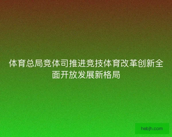 体育总局竞体司推进竞技体育改革创新全面开放发展新格局 体育总局竞体司推进竞技体育改革创新全面开放发展新格局