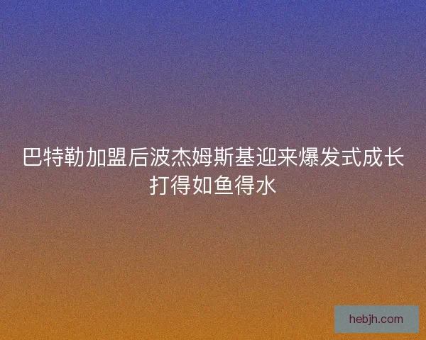 巴特勒加盟后波杰姆斯基迎来爆发式成长打得如鱼得水